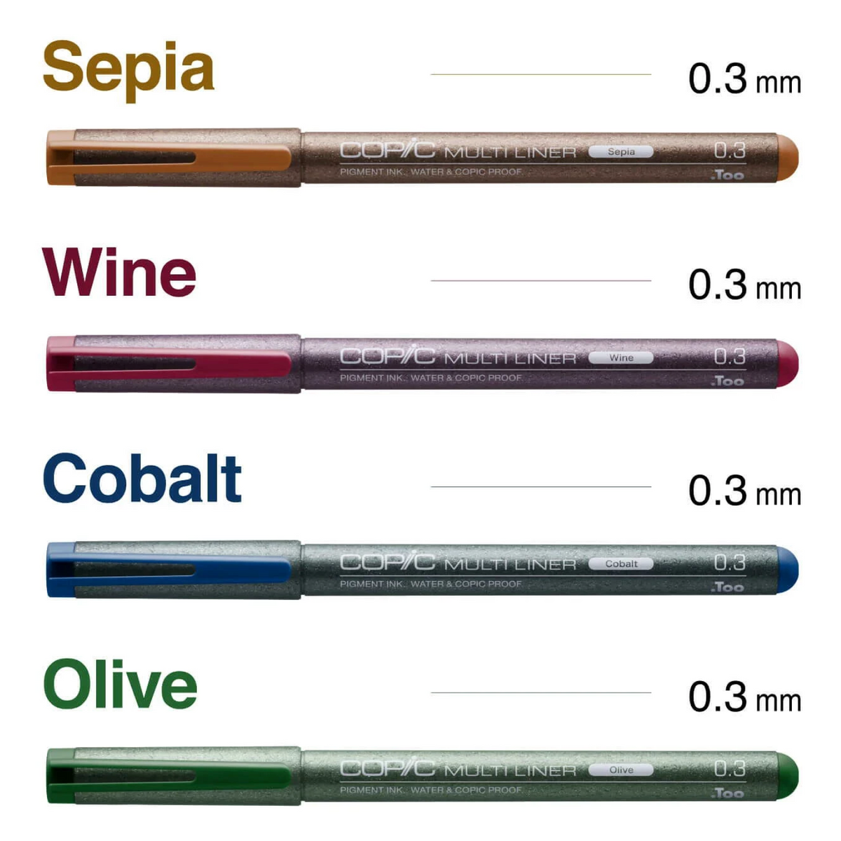 Copic Multiliner Color Set 0.3mm (4-Pack) | 4 Colours (NZ Stock)