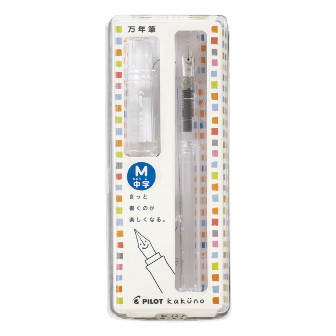 PILOT KAKUNO Fountain Pen – Medium Nib | Clear (NZ Stock)