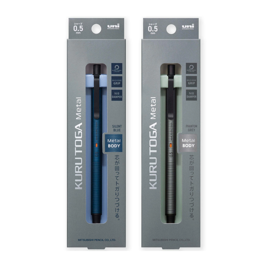 Uni Kuru Toga Metal 0.5mm Mechanical Pencil | Silent Blue & Phantom Grey (NZ Stock)