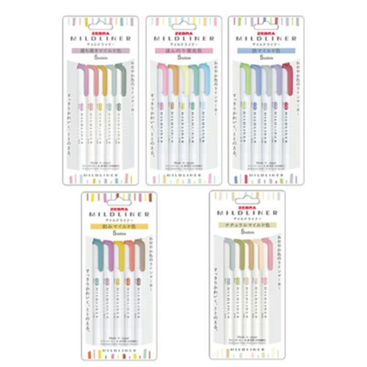 ZEBRA Mildliner Highlighters – 5 Color Sets | NZ Stock