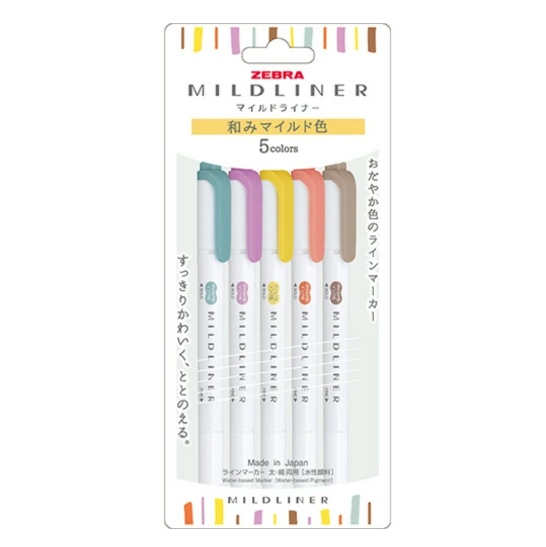 ZEBRA Mildliner Highlighters – 5 Color Sets | NZ Stock