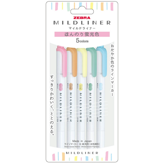 ZEBRA Mildliner Highlighter 5-Color Set – Soft Pastel Highlighters (NZ)
