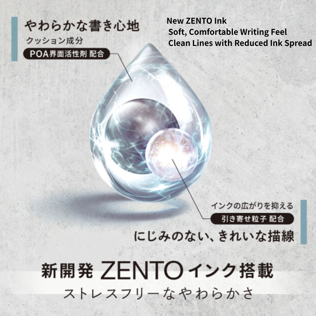 Uni-ball ZENTO Flow Model 0.5mm Gel Pen | Jade & Hematite (NZ Stock)
