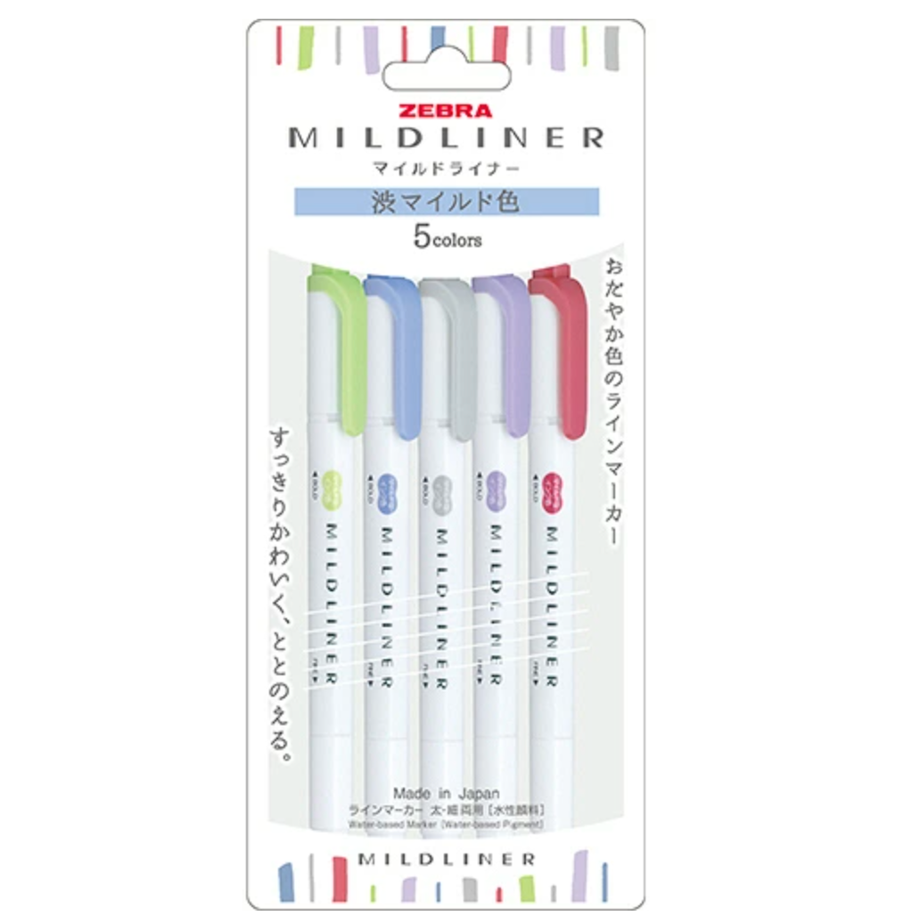 ZEBRA Mildliner Highlighters – 5 Color Sets | NZ Stock